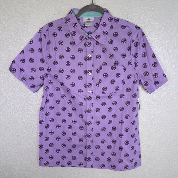 UP Movie Shirt Mens Small Grape Soda Button Down Disney World Parks Merch NEW - Picture 1 of 10
